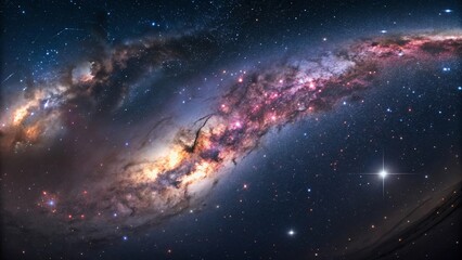 Obraz premium 360 degree equirectangular projection space background with nebula and stars, environment map. HDRI spherical panorama