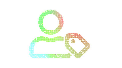 Icon user tag is made up of LED square shapes. There are bright diodes and there are black dead diodes