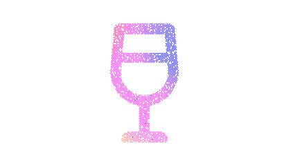 Icon wine glass is made up of LED square shapes. There are bright diodes and there are black dead diodes