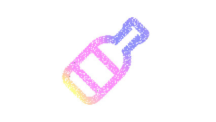 Icon wine bottle is made up of LED square shapes. There are bright diodes and there are black dead diodes