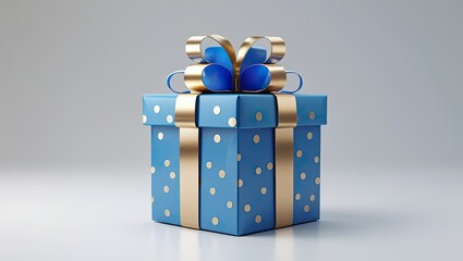 Blue gift box cutout isolated on a clear background