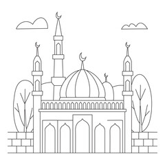 Mosque line art vector illustration