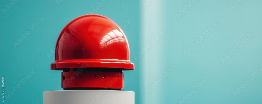 Poster fire alarm and sensor. a workplace fire safety drill testing the monitoring capabilities of advanced