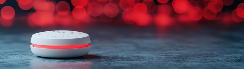 fire alarm and sensor. A detailed view of a fire alarm sensor transmitting data to a cloud-based monitoring service for analysis