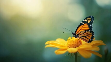 Fototapeta premium a monarch butterfly on a yellow flower