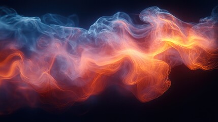 Fototapeta premium Abstract swirling blue and orange smoke.