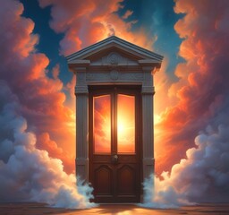 Illustration of mystery door with dramatic smoke.