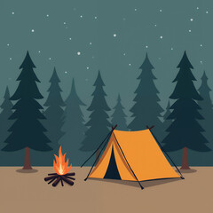 camping in the mountains and forest