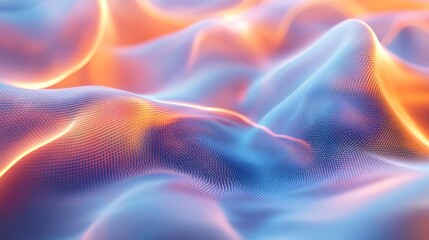 Obraz premium Abstract glowing wave pattern with orange and blue hues.