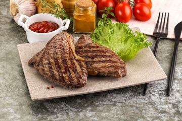Delicus grilled beef steak with sauce