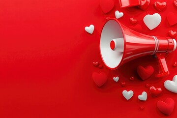 banner of social media marketing concept with megaphone and love icon with copy space
