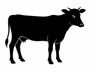 silhouette of cow vector on white background 