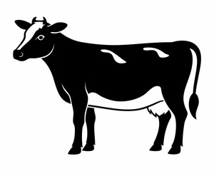 silhouette of cow vector on white background 