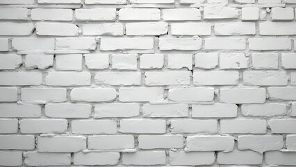 Obraz premium White painted old brick wall panoramic background