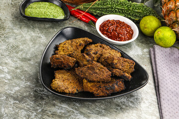 Grilled beef barbecue with spises