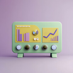 colorful retro style data visualization display with graphs and charts