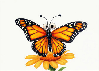 Obraz premium Monarch Butterfly Sketch on Yellow Flower Digital Illustration for Decorative Artwork