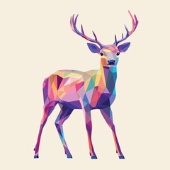 Colorful Low Poly Deer Vector illustration on isolated background