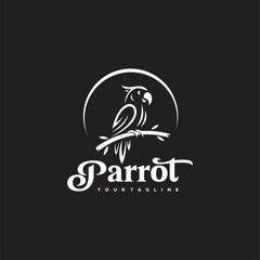 Obraz premium logo design illustration of a parrot perched on a tree branch