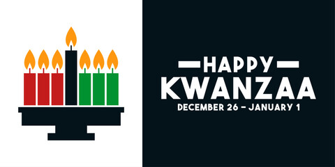 Kwanzaa. December 26 - January 1. Banner, card, background.