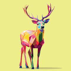 Colorful Low Poly Deer Vector illustration on isolated background