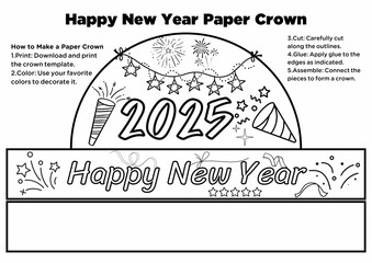 A fun Printable New Year 2025 Crown Craft for kids! Perfect for parties, classroom activities, and family celebrations. Easy-to-make hats that add festive cheer and creativity to the holiday.