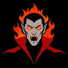 Hypnotic Vampire Portrait in Flames Perfect for T-Shirt Designs