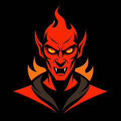 Hypnotic Vampire Portrait in Flames Perfect for T-Shirt Designs