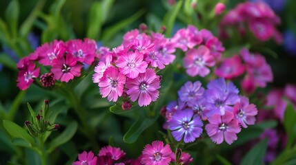 Vibrant Pink and Purple Flowers in Bloom