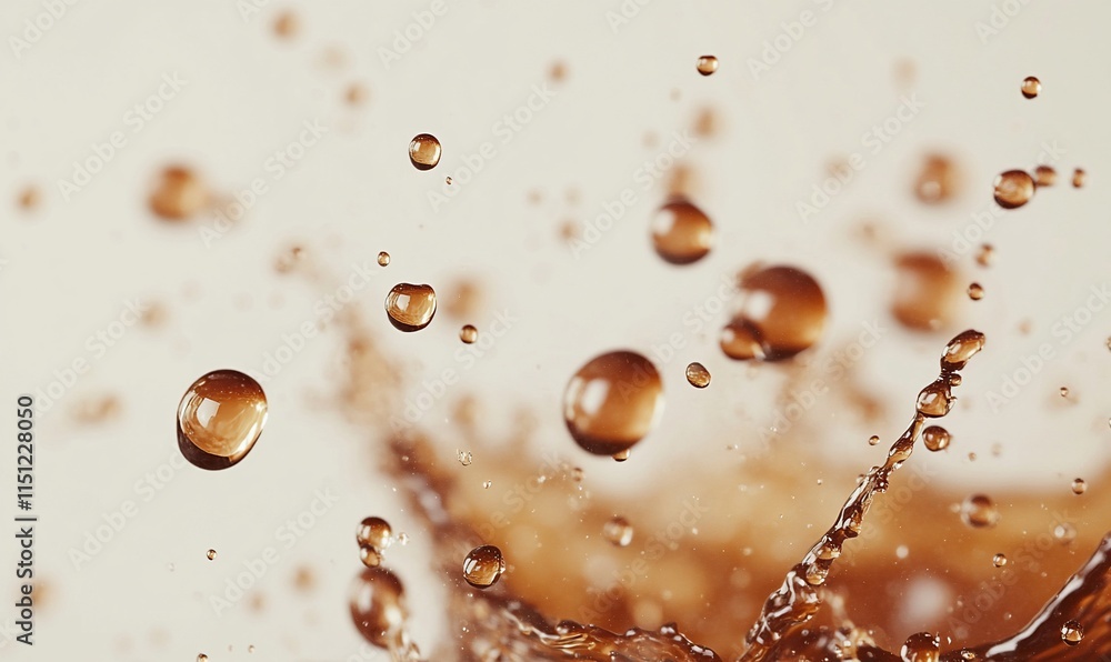 Poster close-up of liquid droplets splashing in a dynamic, energetic composition.