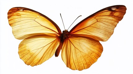 Fototapeta premium Golden butterfly with spread wings isolated on white background.