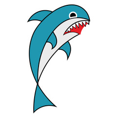 Cute pirate shark illustration vector the Concept of Isolated Technology.