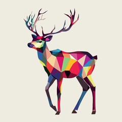 Colorful Low Poly Deer Vector illustration on isolated background