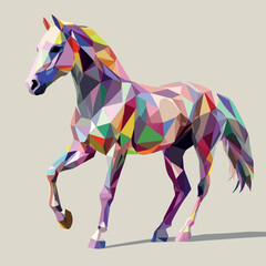 Colorful Low Poly Horse Vector illustration on isolated background