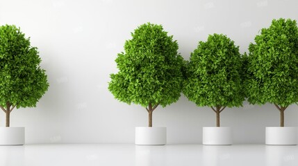 Obraz premium Modern Minimalist Green Plants in White Pots - Minimalism
