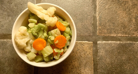 white bowl of mixed veggies