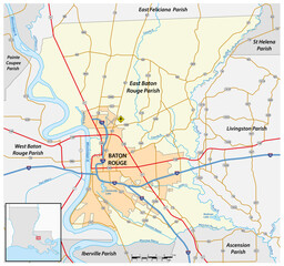 Map of Baton Rouge the capital of Louisiana, United States