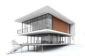 Modern House Design, Architectural Sketch, Contemporary Home Plan