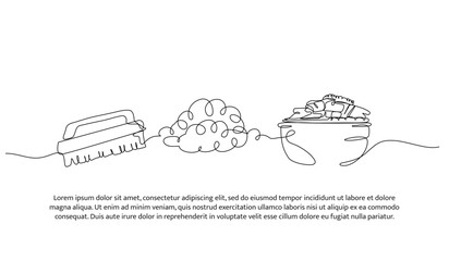 Set of laundry elements. brush and soak clothes. Minimalist style vector illustration on white background.