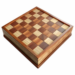 chess board wood on white background