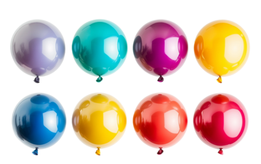 Group of Round Helium Balloons isolated on transparent Background