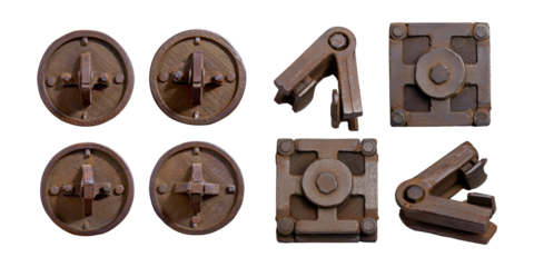 Industrial Metal Components on Transparent Background, PNG collection, set bundle, isolate on transparent or white background