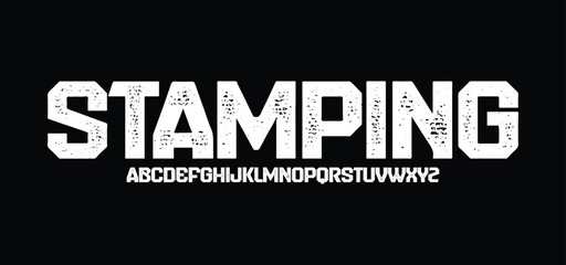 Rough Textured Heavy Font. Rolled Ink and Letterpress Texture Typeface
