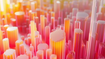 3D rendering of a business graph with AI algorithms predicting future performance and market outcomes.