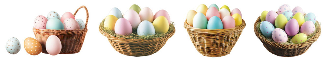 Colorful Easter Eggs in Woven Baskets for Festive Celebrations