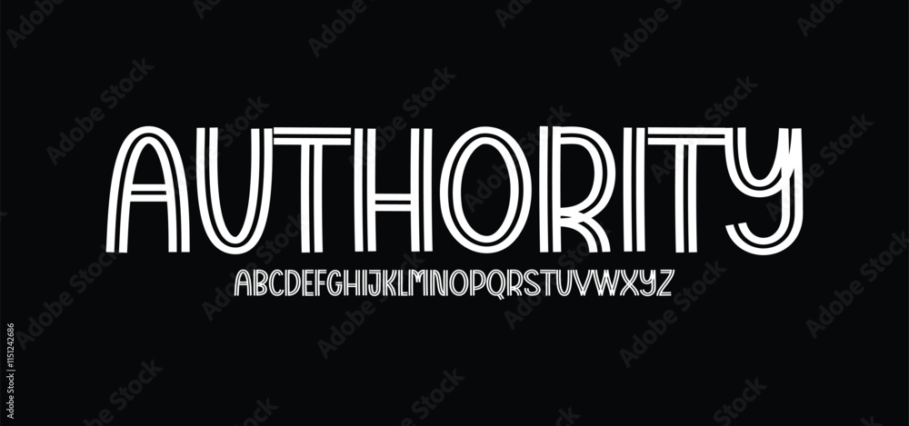 Poster double line monogram alphabet and tech fonts. lines font regular uppercase and lowercase. vector ill