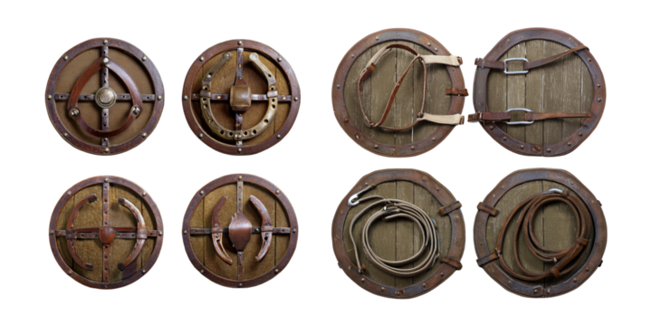 Vintage Shields Collection on Transparent Background, PNG collection, set bundle, isolate on transparent or white background