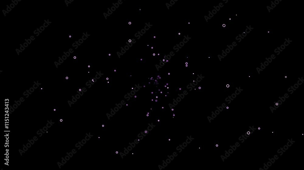 Poster circle shape particles animation on a black background
