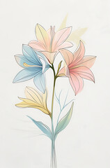 A beautiful vector art illustration of Alstroemerias flowers, showcasing their elegant petals and vibrant colors. Created with generative AI.