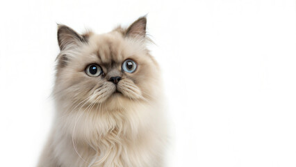 beautiful cute Persian cat white background copy blank space paste